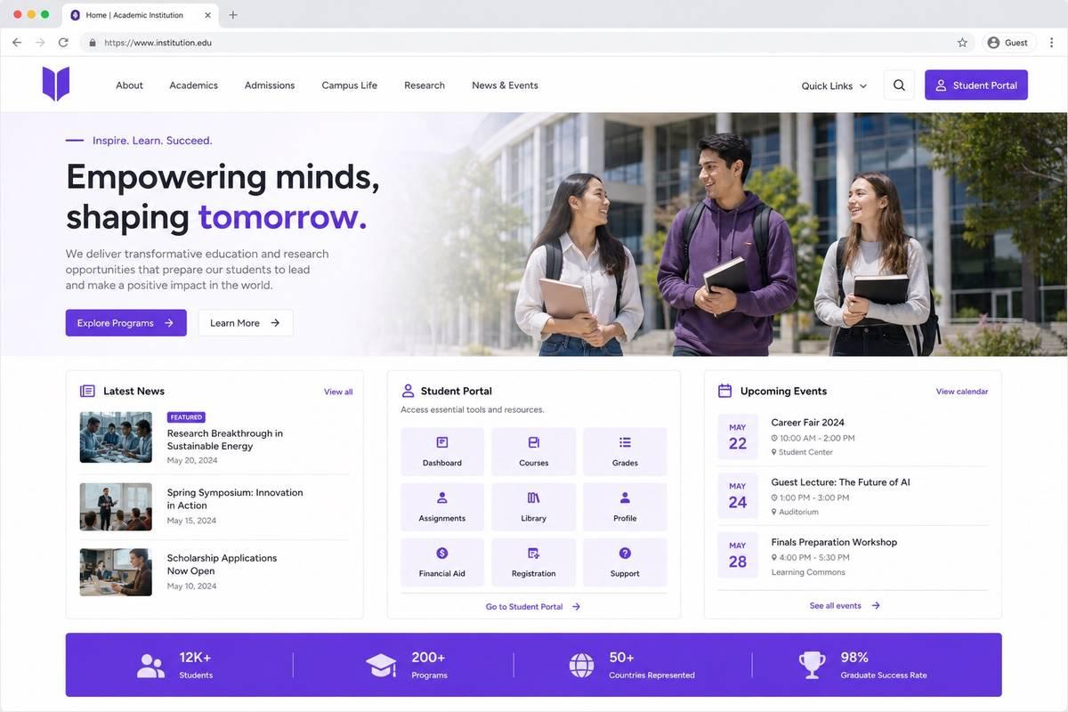 Institutional Web Platform project mockup