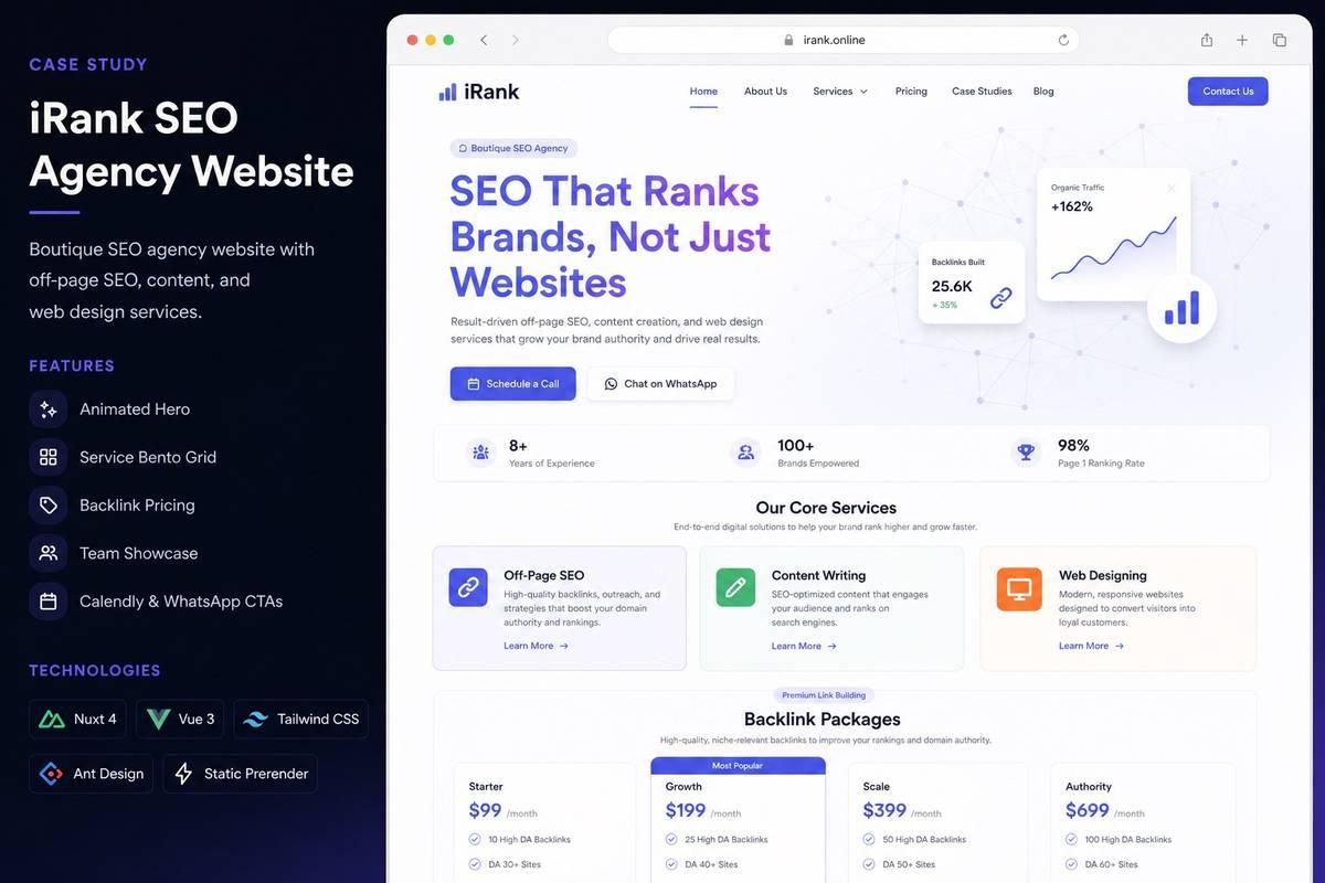 iRank — SEO Agency Website project mockup