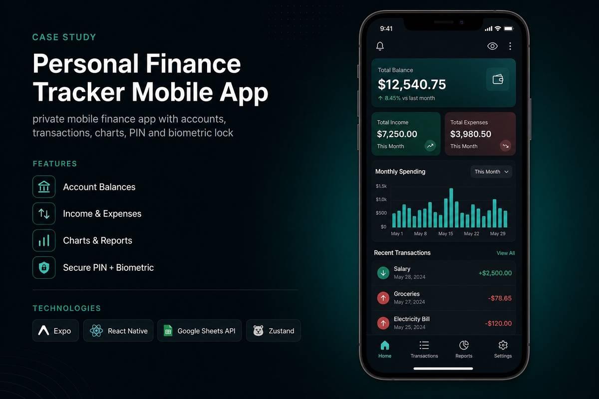 Personal Finance Tracker Mobile App project mockup