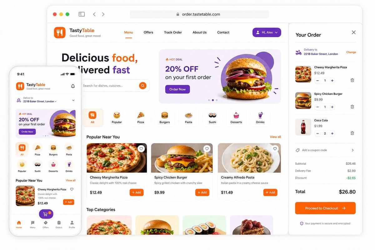 Restaurant Ordering Platform project mockup