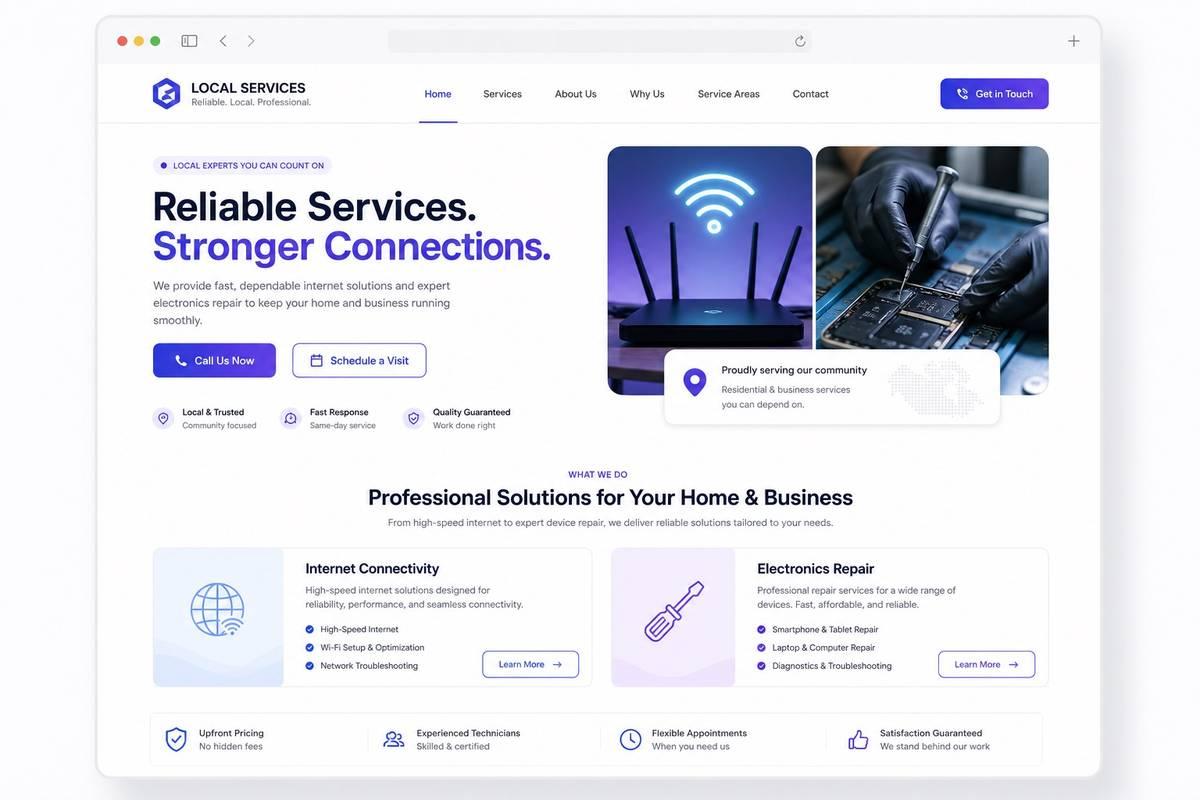 Business Services Website project mockup