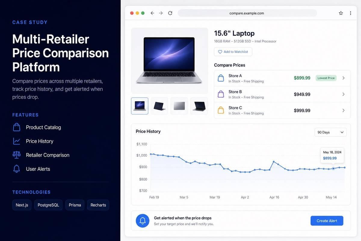Multi-Retailer Price Comparison Platform project mockup