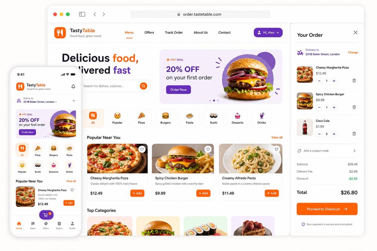 Restaurant Ordering Platform project mockup